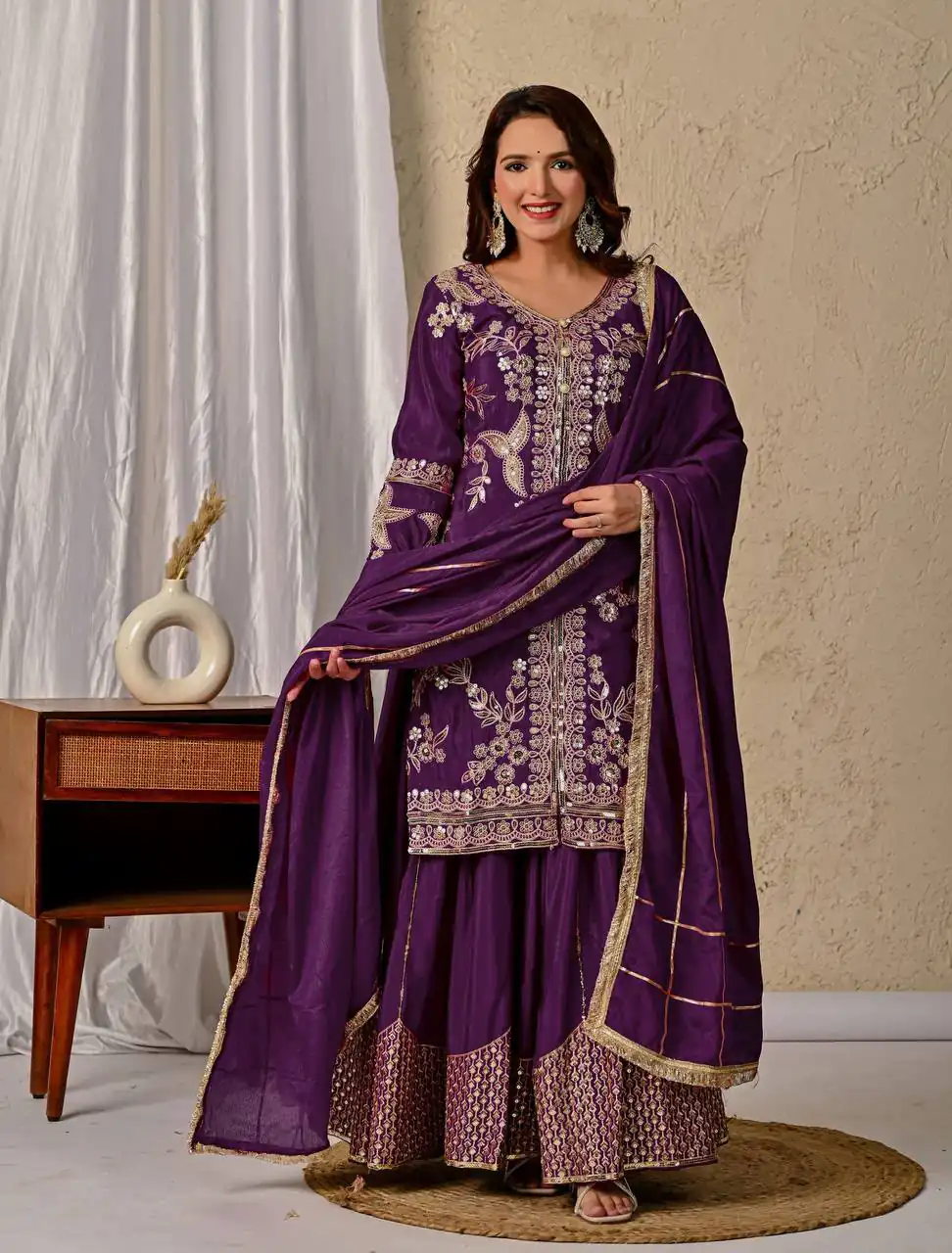 MD 3055 Wine Color Chinon Silk Salwar Suit with Embroidery Work. Online Get it for ₹2149. Delivery 4-6 Working Days. Shop now. | Casual Suits, Jump Suits, Creative suits, Designer Suits, Palazzo Suits, Party Wear Suits, Patiala Suits, Salwar suit, Straight Suits