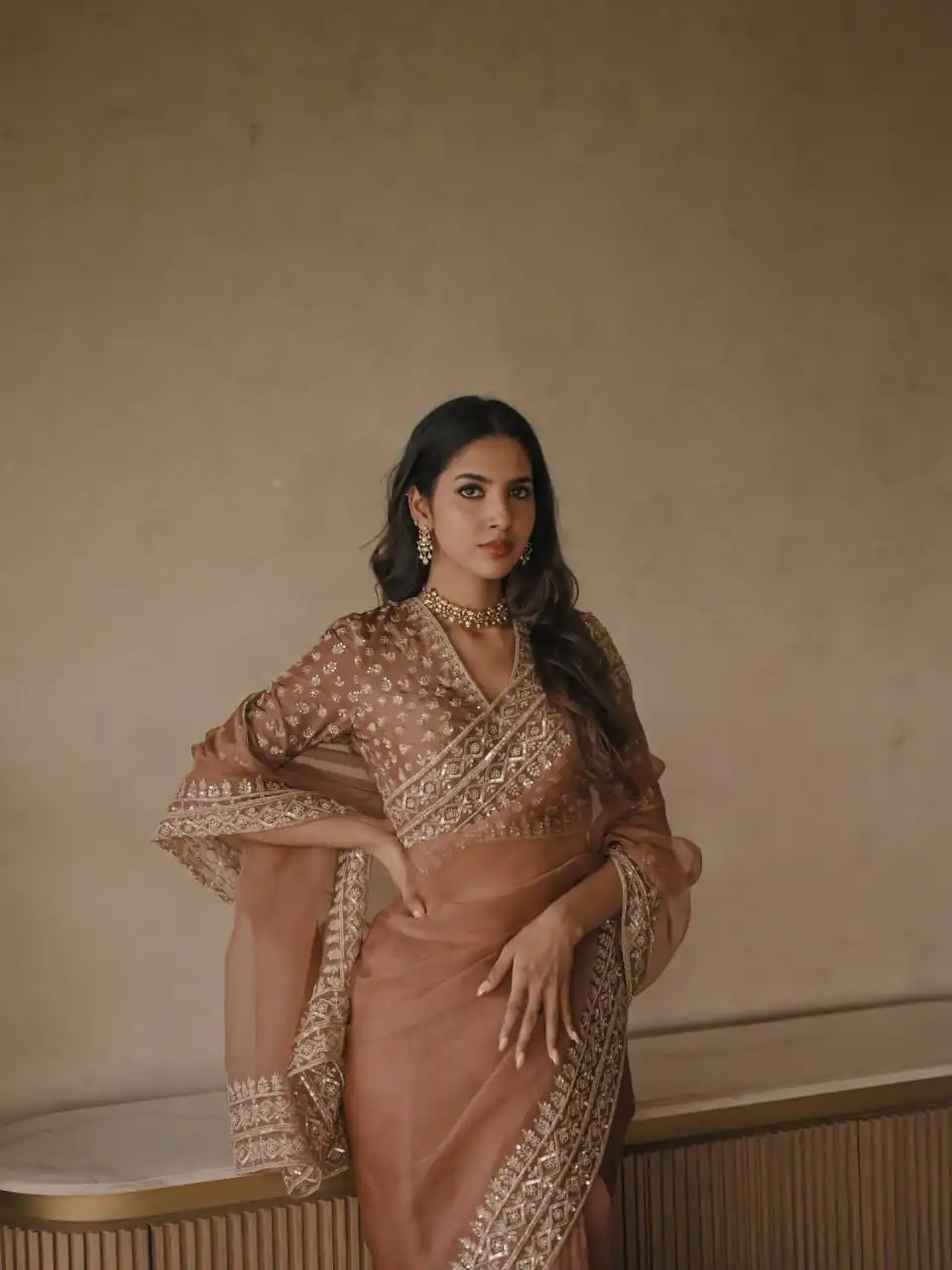 KD 632 Light Brown Soft Tebby Silk Saree. Perfect for Wedding, Party, Onam, Family Gatherings, Mehendi – Festive Deal ₹2099. Delivery 4-6 Working Days | Creative Sarees, Bollywood Sarees, Designer Sarees, Embroidered Sarees, Ethnic Saree, Modern Digital sarees, Party Wear Sarees, Sarees