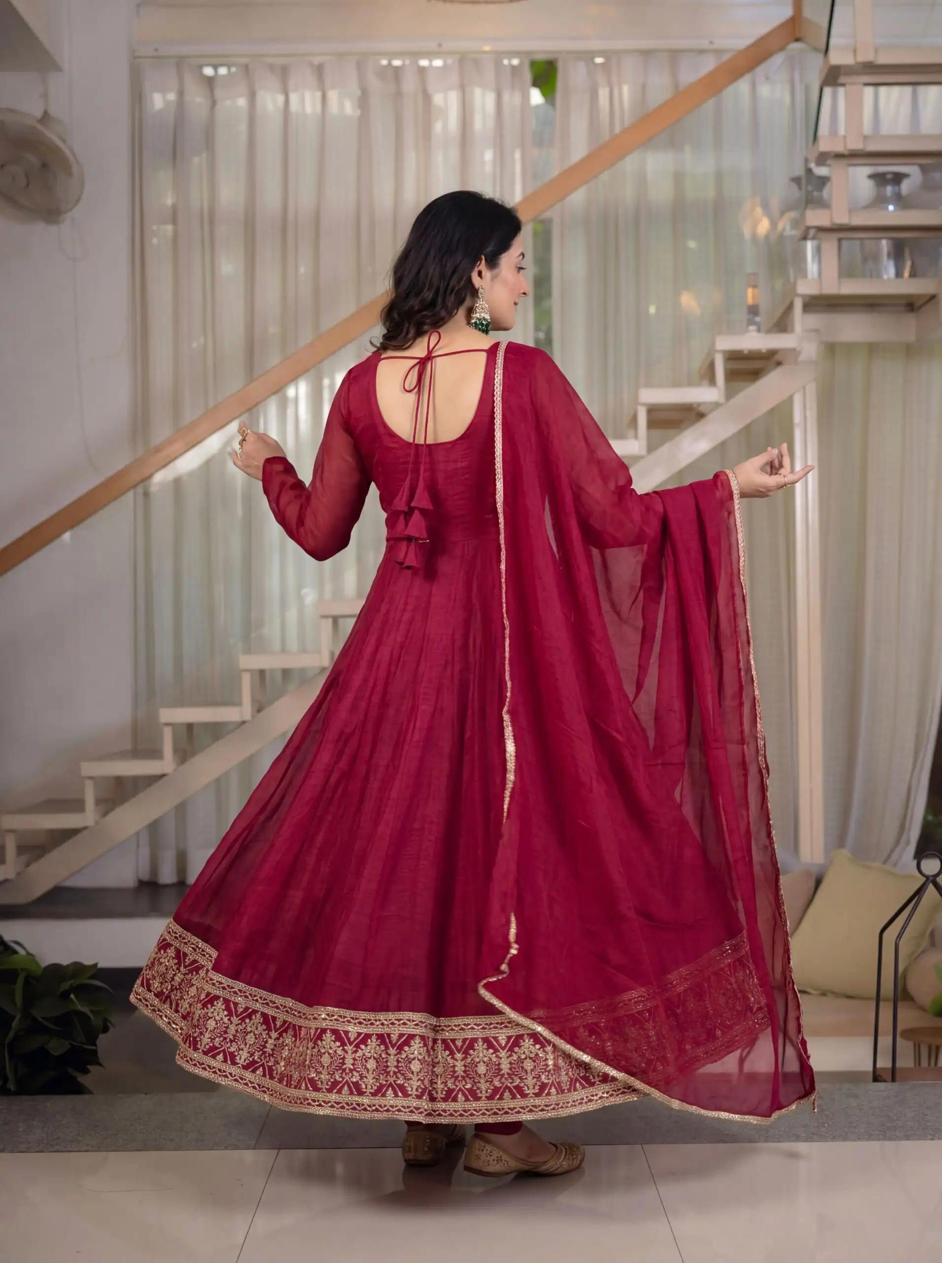 ND 5069 Red | Red Crunchy Silk Salwar Suit with Embroidery Work & Sequins Work. Festive Deal ₹2149. Delivery 4-6 Working Days. Shop now. | Anarkali Suits, Bollywood Anarkali, Creative-Anarkali, Designer Anarkali, Embroidered Anarkali, Party Wear Anarkali