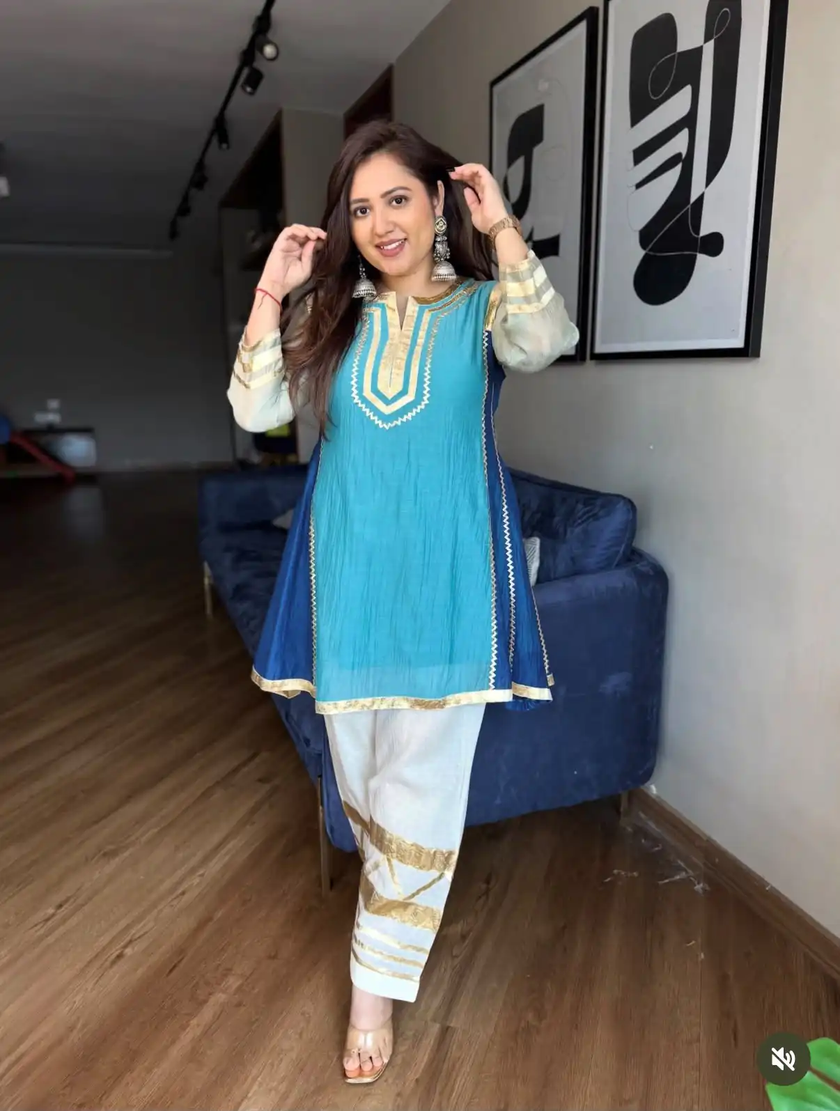 ST 1169 Blue Color Chinon Salwar Suit with Gotta Patti Work. Available at ₹1849 only. Delivery 4-6 Working Days. Shop now. | Casual Suits, Jump Suits, Creative suits, Designer Suits, Palazzo Suits, Party Wear Suits, Patiala Suits, Salwar suit, Straight Suits