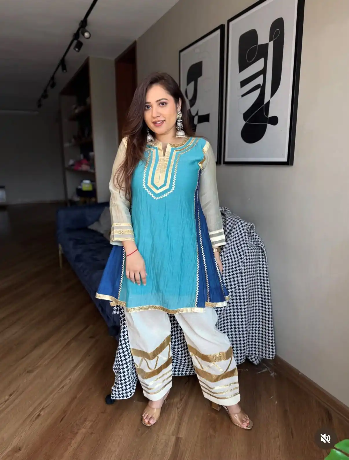 ST 1169 Blue Color Chinon Salwar Suit with Gotta Patti Work. Available at ₹1849 only. Delivery 4-6 Working Days. Shop now. | Casual Suits, Jump Suits, Creative suits, Designer Suits, Palazzo Suits, Party Wear Suits, Patiala Suits, Salwar suit, Straight Suits