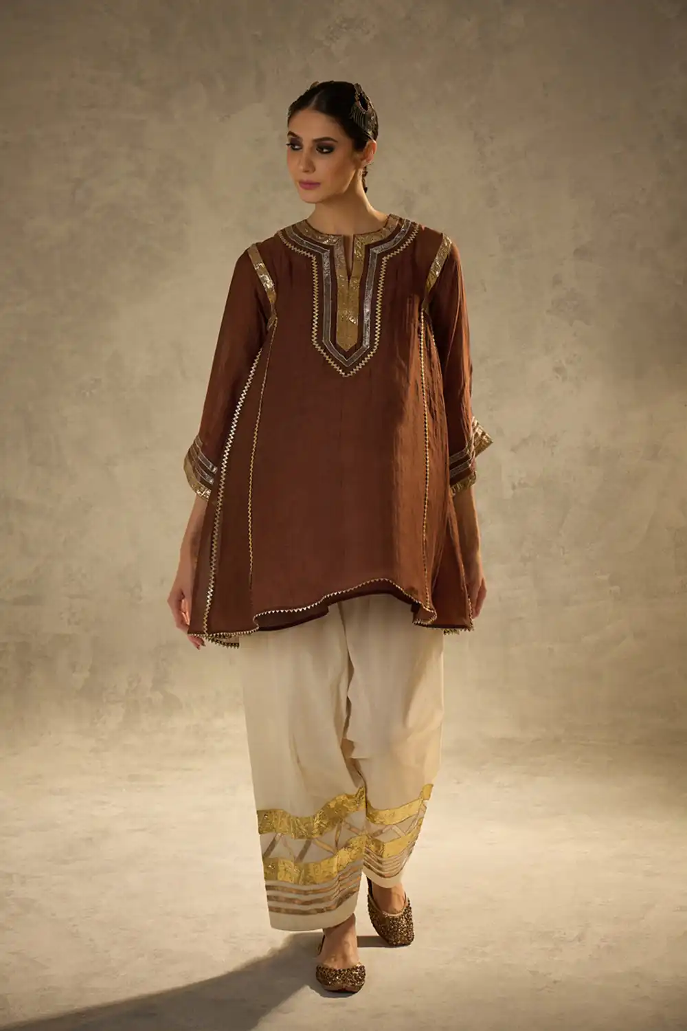 ST 1169 Rust Color Chinon Salwar Suit with Gotta Patti Work. Available at ₹1849 only. Delivery 4-6 Working Days. Shop now. | Casual Suits, Jump Suits, Creative suits, Designer Suits, Palazzo Suits, Party Wear Suits, Patiala Suits, Salwar suit, Straight Suits