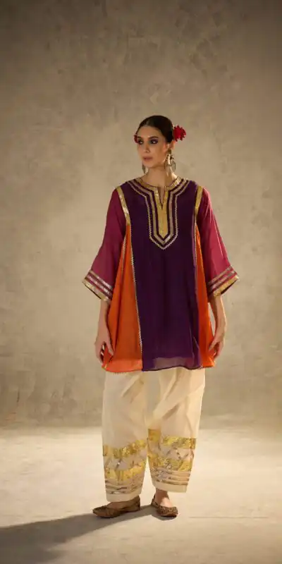 ST 1169 Wine Black Chinon Salwar Suit with Gotta Patti Work. Available at ₹1849 only. Delivery 4-6 Working Days. Shop now. | Casual Suits, Jump Suits, Creative suits, Designer Suits, Palazzo Suits, Party Wear Suits, Patiala Suits, Salwar suit, Straight Suits