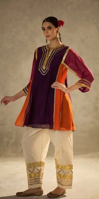 ST 1169 Wine Black Chinon Salwar Suit with Gotta Patti Work. Available at ₹1849 only. Delivery 4-6 Working Days. Shop now. | Casual Suits, Jump Suits, Creative suits, Designer Suits, Palazzo Suits, Party Wear Suits, Patiala Suits, Salwar suit, Straight Suits