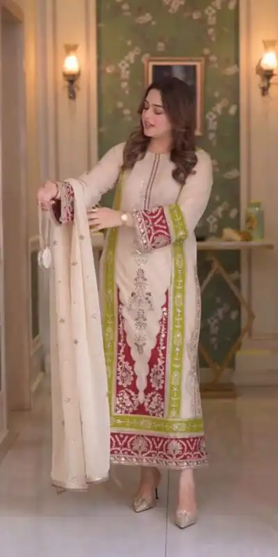 AD 238 Cream Roman Silk Salwar Suit Perfect for Wedding, Party, Lohri, Onam, Reception – . Grab it for ₹2399. Delivery 4-6 Working Days. Shop now. | Casual Suits, Jump Suits, Creative suits, Designer Suits, Palazzo Suits, Party Wear Suits, Patiala Suits, Salwar suit, Straight Suits