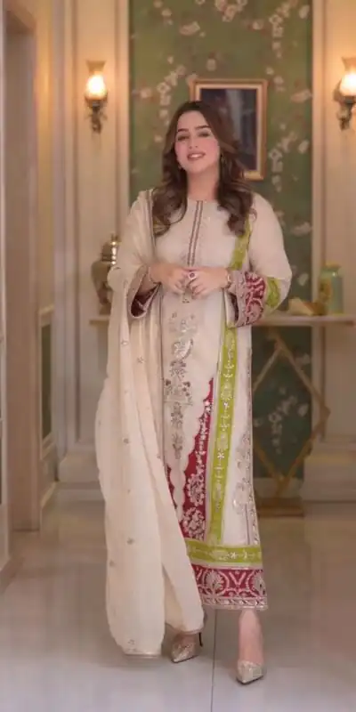 AD 238 Cream Roman Silk Salwar Suit Perfect for Wedding, Party, Lohri, Onam, Reception – . Grab it for ₹2399. Delivery 4-6 Working Days. Shop now. | Casual Suits, Jump Suits, Creative suits, Designer Suits, Palazzo Suits, Party Wear Suits, Patiala Suits, Salwar suit, Straight Suits