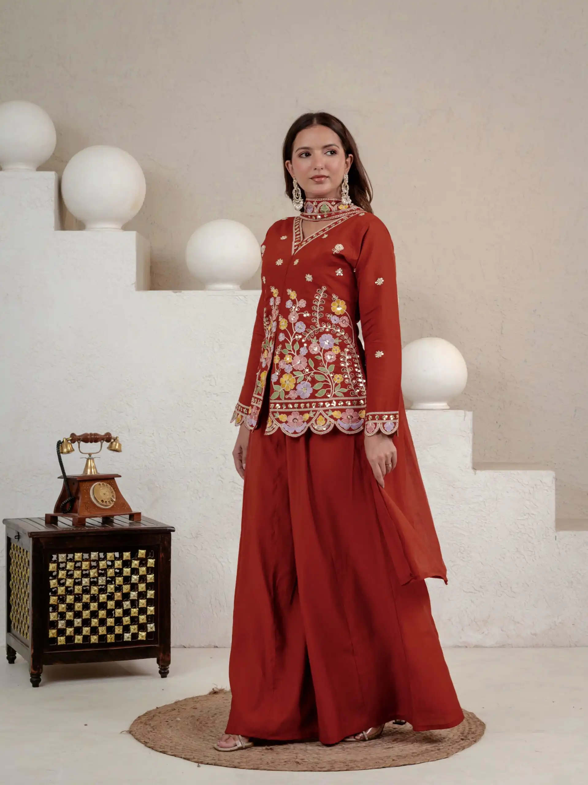 NF 1291 Rust Roman Silk Salwar Suit Perfect for Wedding, Party, Lohri, Onam, Reception – . Grab it for ₹2049. Delivery 4-6 Working Days. Shop now. | Casual Suits, Jump Suits, Creative suits, Designer Suits, Palazzo Suits, Party Wear Suits, Patiala Suits, Salwar suit, Straight Suits