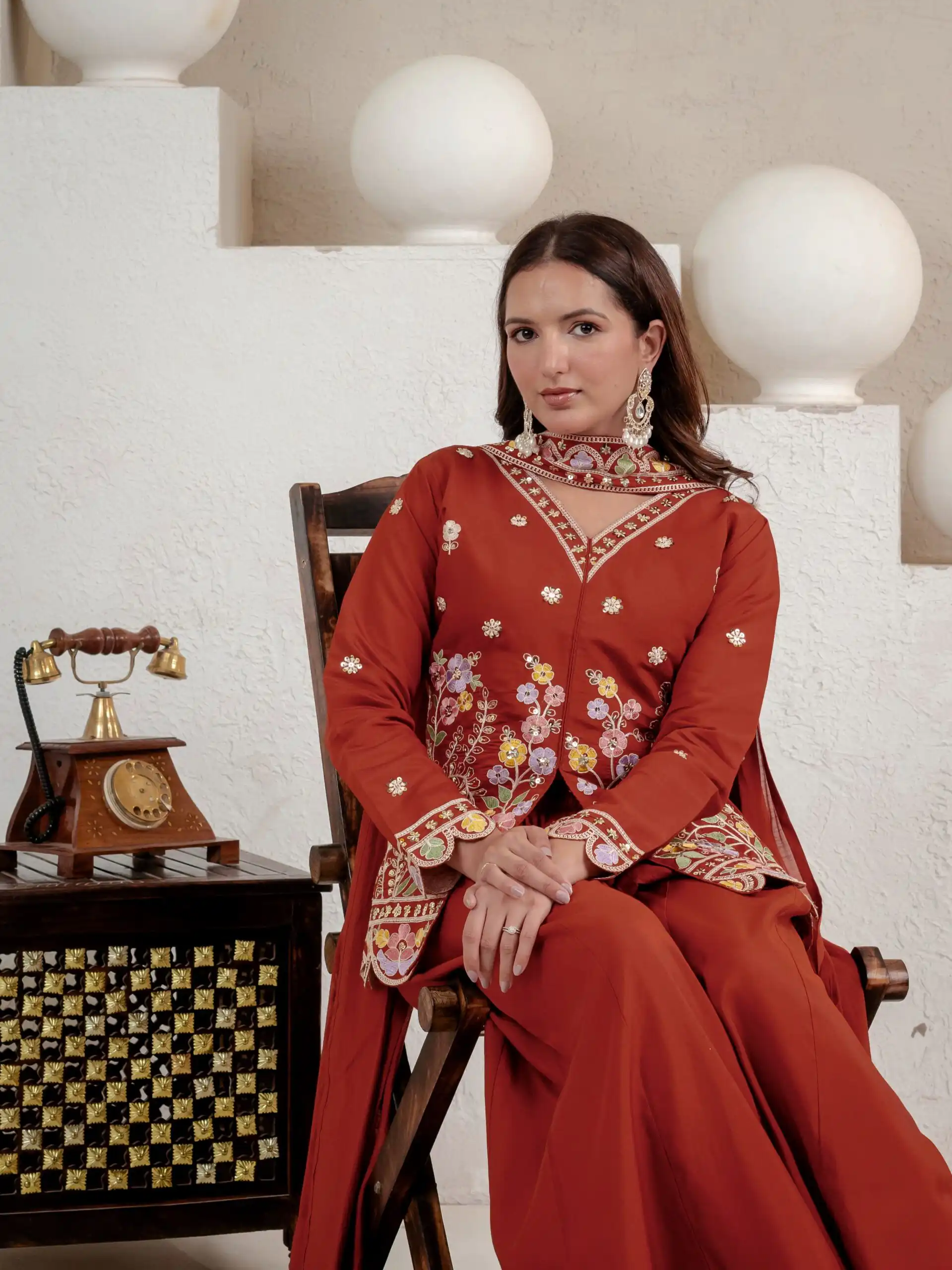 NF 1291 Rust Roman Silk Salwar Suit Perfect for Wedding, Party, Lohri, Onam, Reception – . Grab it for ₹2049. Delivery 4-6 Working Days. Shop now. | Casual Suits, Jump Suits, Creative suits, Designer Suits, Palazzo Suits, Party Wear Suits, Patiala Suits, Salwar suit, Straight Suits