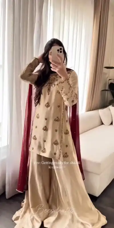 WW 1272 Cream Pure Natural Crep Salwar Suit with Moti Work & Embroidery Work. Affordable Price ₹1949. Delivery 4-6 Working Days. Shop now. | Casual Suits, Jump Suits, Creative suits, Designer Suits, Palazzo Suits, Party Wear Suits, Patiala Suits, Salwar suit, Straight Suits