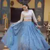 KA 5070 Teal | Cosmos Lehenga Choli with Embroidery Work & Bead Work. Available at ₹2599 only. Delivery 4-6 Working Days. Shop now. | Bollywood Lehenga, Creative Lehenga, Designer Lehenga, Embroidered Lehenga, Lehenga, Party Wear Lehenga