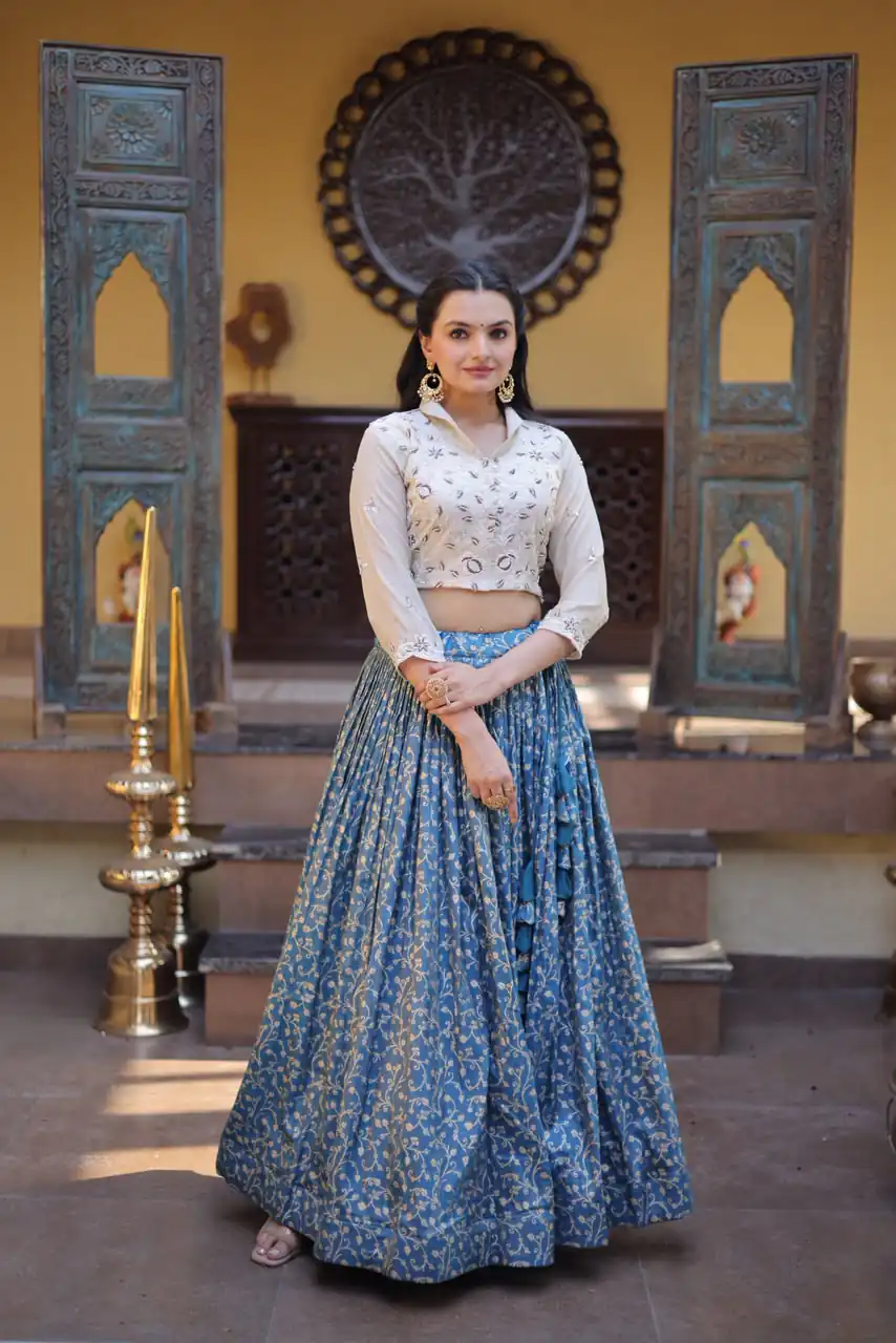 KA 5070 Teal | Cosmos Lehenga Choli with Embroidery Work & Bead Work. Available at ₹2599 only. Delivery 4-6 Working Days. Shop now. | Bollywood Lehenga, Creative Lehenga, Designer Lehenga, Embroidered Lehenga, Lehenga, Party Wear Lehenga