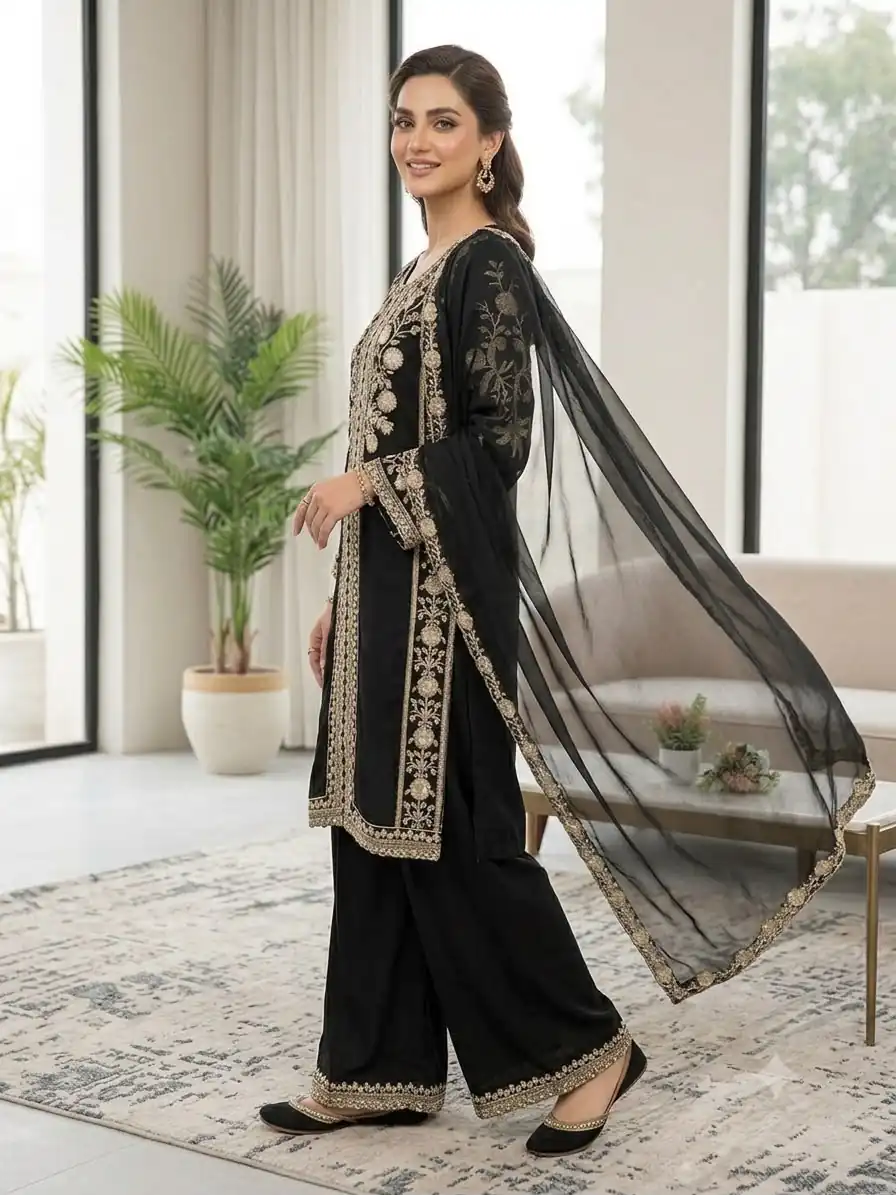 LG 2122 Black | Roman Salwar Suit with Sequins Work & Embroidery Work. Special Price ₹2149. Delivery 4-6 Working Days. Shop now. | Casual Suits, Jump Suits, Creative suits, Designer Suits, Palazzo Suits, Party Wear Suits, Patiala Suits, Salwar suit, Straight Suits