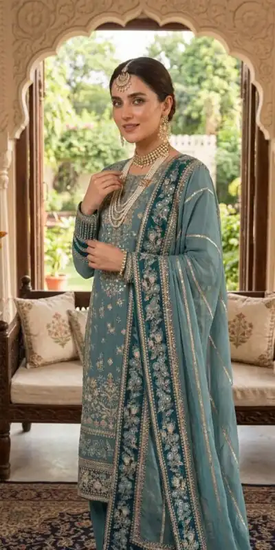 ZSR 3175 Blue Fox Georgette Salwar Suit with Embroidery Work & Sequins Work. Grab it for ₹2399. Delivery 4-6 Working Days. Shop now. | Casual Suits, Jump Suits, Creative suits, Designer Suits, Palazzo Suits, Party Wear Suits, Patiala Suits, Salwar suit, Straight Suits