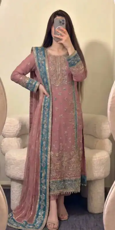 ZSR 3175 Peach Fox Georgette Salwar Suit with Embroidery Work & Sequins Work. Grab it for ₹2399. Delivery 4-6 Working Days. Shop now. | Casual Suits, Jump Suits, Creative suits, Designer Suits, Palazzo Suits, Party Wear Suits, Patiala Suits, Salwar suit, Straight Suits