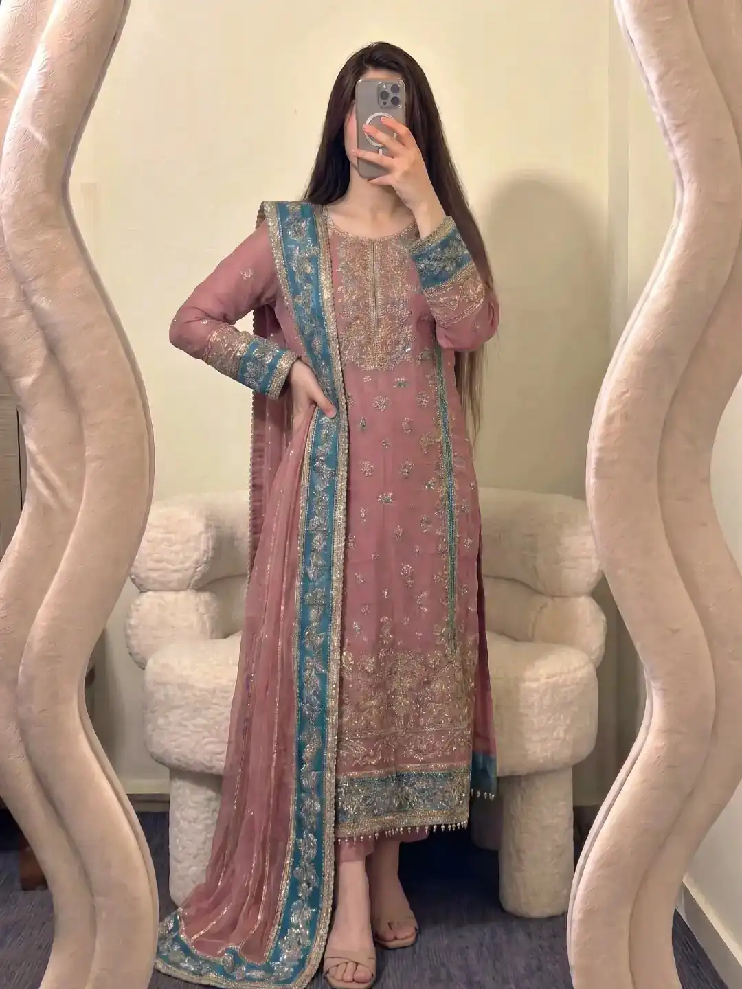 ZSR 3175 Peach Fox Georgette Salwar Suit with Embroidery Work & Sequins Work. Grab it for ₹2399. Delivery 4-6 Working Days. Shop now. | Casual Suits, Jump Suits, Creative suits, Designer Suits, Palazzo Suits, Party Wear Suits, Patiala Suits, Salwar suit, Straight Suits