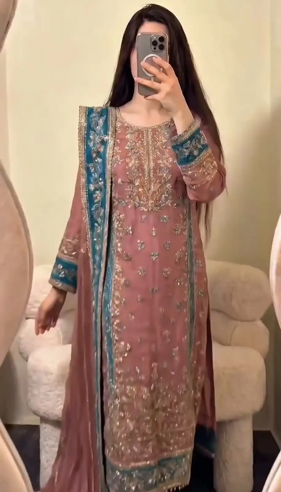 ZSR 3175 Peach Fox Georgette Salwar Suit with Embroidery Work & Sequins Work. Grab it for ₹2399. Delivery 4-6 Working Days. Shop now. | Casual Suits, Jump Suits, Creative suits, Designer Suits, Palazzo Suits, Party Wear Suits, Patiala Suits, Salwar suit, Straight Suits