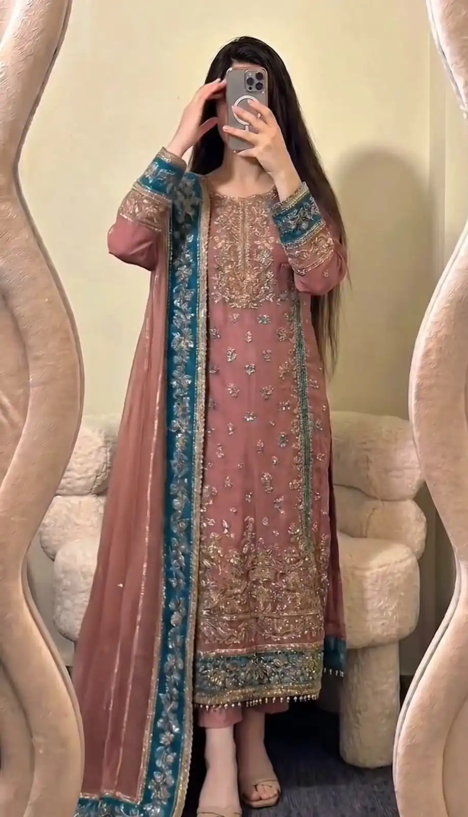 ZSR 3175 Peach Fox Georgette Salwar Suit with Embroidery Work & Sequins Work. Grab it for ₹2399. Delivery 4-6 Working Days. Shop now. | Casual Suits, Jump Suits, Creative suits, Designer Suits, Palazzo Suits, Party Wear Suits, Patiala Suits, Salwar suit, Straight Suits