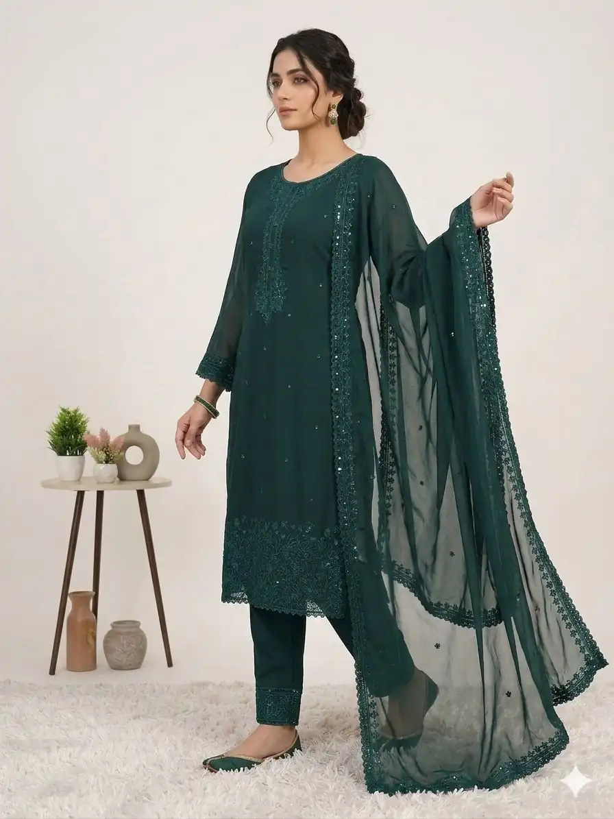 LG 2117 Teal Color Faux Georgette Salwar Suit with Designer Work. Affordable Price ₹2049. Delivery 4-6 Working Days. Shop now. | Casual Suits, Jump Suits, Creative suits, Designer Suits, Palazzo Suits, Party Wear Suits, Patiala Suits, Salwar suit, Straight Suits