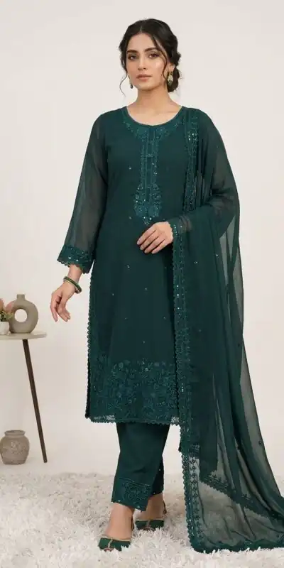 LG 2117 Teal Color Faux Georgette Salwar Suit with Designer Work. Affordable Price ₹2049. Delivery 4-6 Working Days. Shop now. | Casual Suits, Jump Suits, Creative suits, Designer Suits, Palazzo Suits, Party Wear Suits, Patiala Suits, Salwar suit, Straight Suits