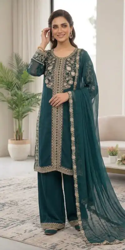 LG 2122 Teal | Roman Salwar Suit with Sequins Work & Embroidery Work. Special Price ₹2149. Delivery 4-6 Working Days. Shop now. | Casual Suits, Jump Suits, Creative suits, Designer Suits, Palazzo Suits, Party Wear Suits, Patiala Suits, Salwar suit, Straight Suits