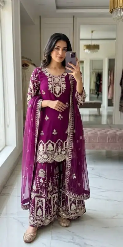 WW 1250 Wine Faux Georgette With 5 mm Sequence Work Salwar Suit Wedding, Party, Festive, Events Etc. Expected Delivery 4-6 Working Days @2399/- | Casual Suits, Jump Suits, Creative suits, Designer Suits, Palazzo Suits, Party Wear Suits, Patiala Suits, Salwar suit, Straight Suits
