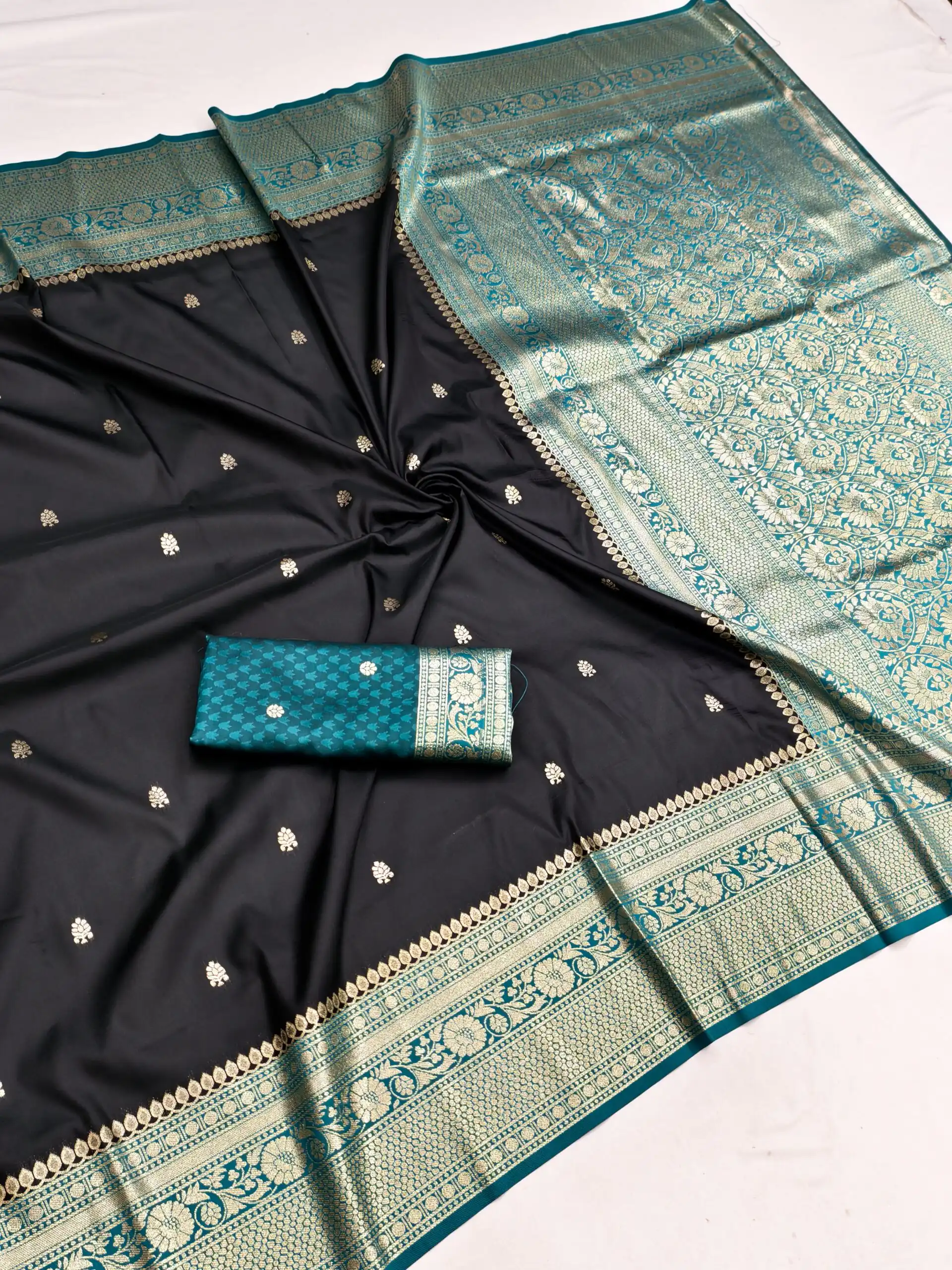 MB 6079 Black Soft Banarasi Silk Saree with Zari Work & Moti Work. Introductory Price ₹1949. Delivery 4-6 Working Days. Shop now. | Creative Sarees, Bollywood Sarees, Designer Sarees, Embroidered Sarees, Ethnic Saree, Modern Digital sarees, Party Wear Sarees, Sarees