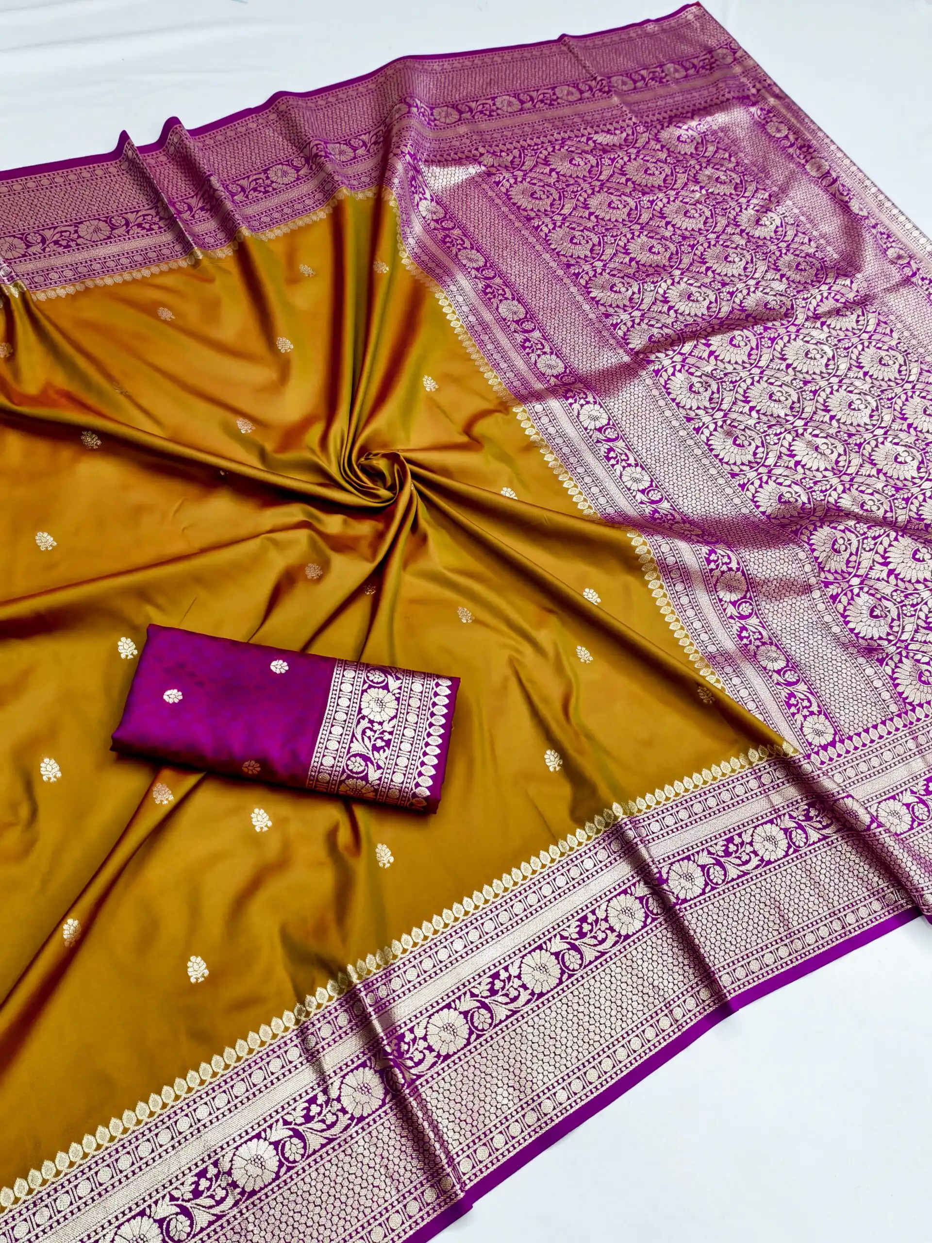 MB 6079 Mustered Soft Banarasi Silk Saree with Zari Work & Moti Work. Introductory Price ₹1949. Delivery 4-6 Working Days. Shop now. | Creative Sarees, Bollywood Sarees, Designer Sarees, Embroidered Sarees, Ethnic Saree, Modern Digital sarees, Party Wear Sarees, Sarees