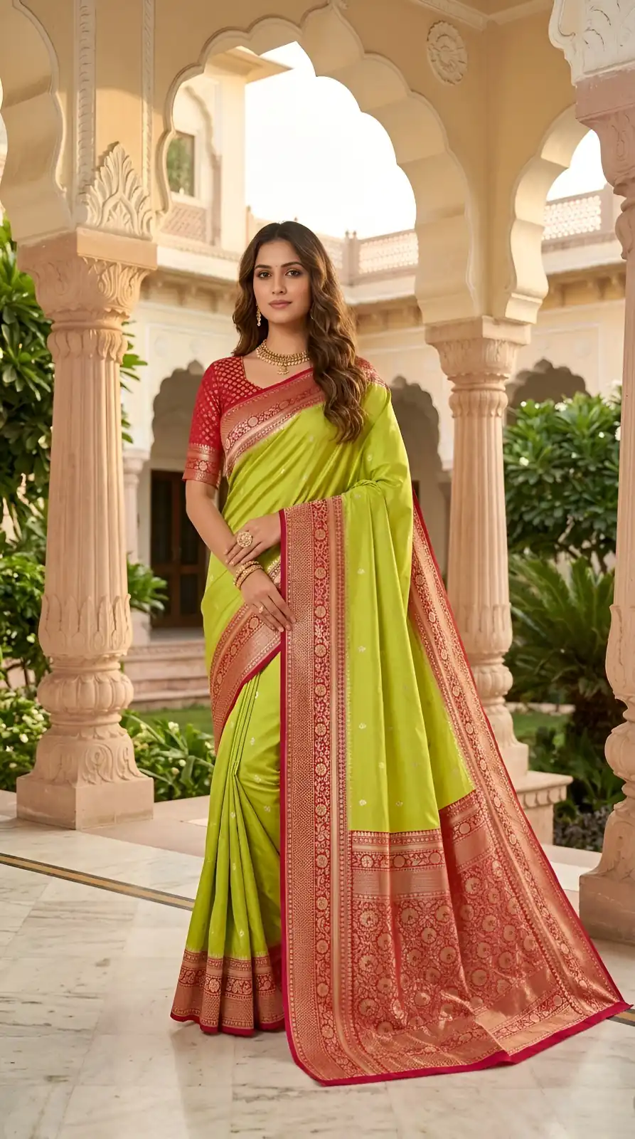 MB 6079 Parrot Green Soft Banarasi Silk Saree with Zari Work & Moti Work. Introductory Price ₹1949. Delivery 4-6 Working Days. Shop now. | Creative Sarees, Bollywood Sarees, Designer Sarees, Embroidered Sarees, Ethnic Saree, Modern Digital sarees, Party Wear Sarees, Sarees