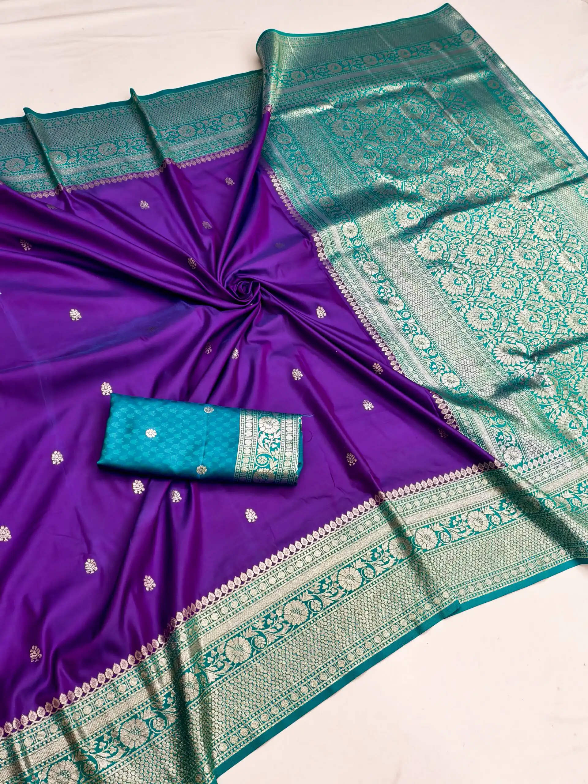 MB 6079 Purple Soft Banarasi Silk Saree with Zari Work & Moti Work. Introductory Price ₹1949. Delivery 4-6 Working Days. Shop now. | Creative Sarees, Bollywood Sarees, Designer Sarees, Embroidered Sarees, Ethnic Saree, Modern Digital sarees, Party Wear Sarees, Sarees