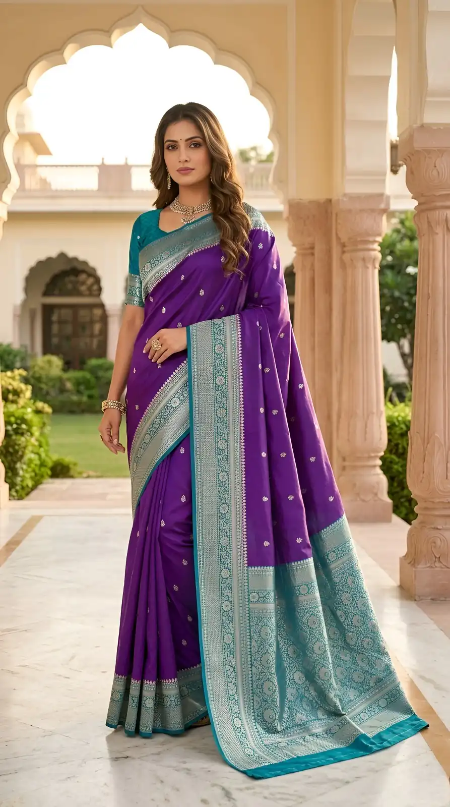MB 6079 Purple Soft Banarasi Silk Saree with Zari Work & Moti Work. Introductory Price ₹1949. Delivery 4-6 Working Days. Shop now. | Creative Sarees, Bollywood Sarees, Designer Sarees, Embroidered Sarees, Ethnic Saree, Modern Digital sarees, Party Wear Sarees, Sarees
