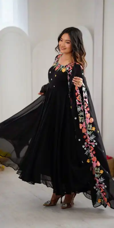 NSR 901 Black Faux Georgette Salwar Suit with Lace Work & Embroidery Work. Introductory Price ₹2099. Delivery 4-6 Working Days. Shop now. | Casual Suits, Jump Suits, Creative suits, Designer Suits, Palazzo Suits, Party Wear Suits, Patiala Suits, Salwar suit, Straight Suits