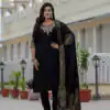 DIVA 125 | Black Roman Silk Salwar Suit with Sequins Work & Embroidery Work. Available at ₹1799 only. Delivery 4-6 Working Days. Shop now. | Casual Suits, Jump Suits, Creative suits, Designer Suits, Palazzo Suits, Party Wear Suits, Patiala Suits, Salwar suit, Straight Suits