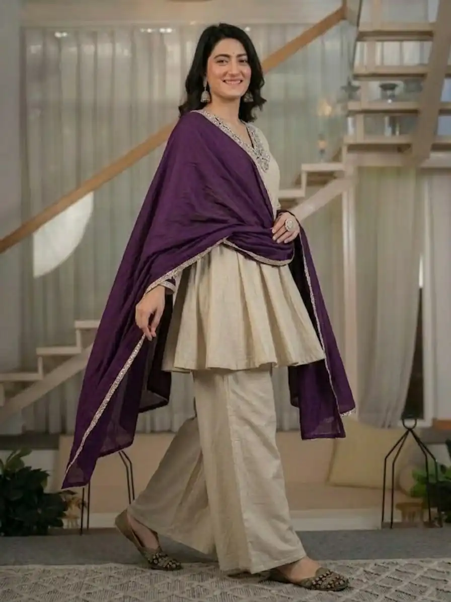 NF 1290 Cream Roman Silk Salwar Suit with Embroidery Work & Sequins Work. Now at just ₹2049. Delivery 4-6 Working Days. Shop now. | Casual Suits, Jump Suits, Creative suits, Designer Suits, Palazzo Suits, Party Wear Suits, Patiala Suits, Salwar suit, Straight Suits