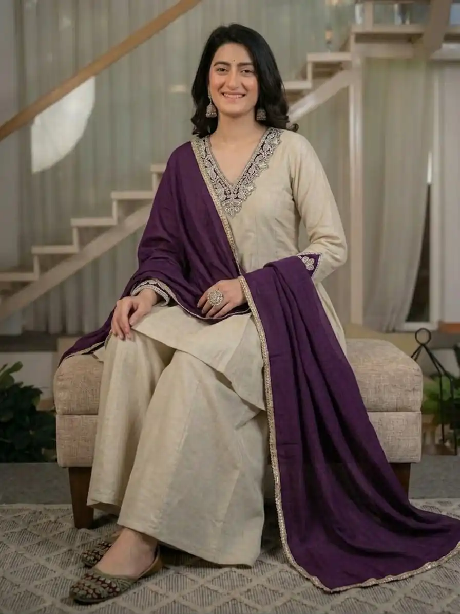 NF 1290 Cream Roman Silk Salwar Suit with Embroidery Work & Sequins Work. Now at just ₹2049. Delivery 4-6 Working Days. Shop now. | Casual Suits, Jump Suits, Creative suits, Designer Suits, Palazzo Suits, Party Wear Suits, Patiala Suits, Salwar suit, Straight Suits