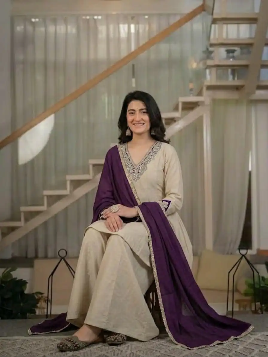 NF 1290 Cream Roman Silk Salwar Suit with Embroidery Work & Sequins Work. Now at just ₹2049. Delivery 4-6 Working Days. Shop now. | Casual Suits, Jump Suits, Creative suits, Designer Suits, Palazzo Suits, Party Wear Suits, Patiala Suits, Salwar suit, Straight Suits