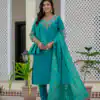 DIVA 125 | Firozi Roman Silk Salwar Suit with Sequins Work & Embroidery Work. Available at ₹1799 only. Delivery 4-6 Working Days. Shop now. | Casual Suits, Jump Suits, Creative suits, Designer Suits, Palazzo Suits, Party Wear Suits, Patiala Suits, Salwar suit, Straight Suits