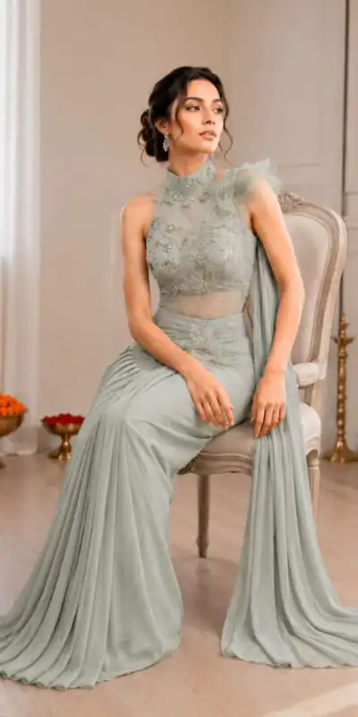 BB 82 Grey | Crep Silk Saree with Sequins Work & Embroidery Work. Special Price ₹1899. Delivery 4-6 Working Days. Shop now. | Creative Sarees, Bollywood Sarees, Designer Sarees, Embroidered Sarees, Ethnic Saree, Modern Digital sarees, Party Wear Sarees, Sarees
