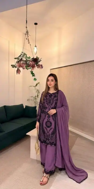 SRK 5364 Lavender Faux Georgette Salwar Suit erfect for Wedding, Party, Mehendi, Pongal, Reception – . Available at ₹2449 only. Delivery 4-6 Working Days | Casual Suits, Jump Suits, Creative suits, Designer Suits, Palazzo Suits, Party Wear Suits, Patiala Suits, Salwar suit, Straight Suits