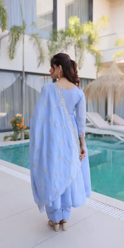 KA 1239 Lavender Roman Silk Gown Perfect for Wedding, Party, Reception, Karwa Chauth, Baby Shower – . Now at just ₹2599. Delivery 4-6 Working Days. Shop | Casual Suits, Bollywood Gowns, Creative Gowns, Designer Gowns, Embroidered Gowns, Gowns, Party Wear Gowns