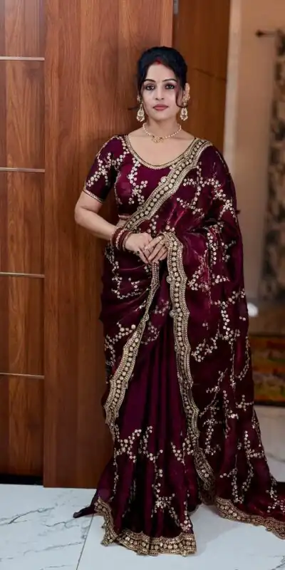 NC 5524 Maroon Color Space Silk Saree with Embroidery Work & Zari Work. Best Price ₹2149. Delivery 4-6 Working Days. Shop now. | Creative Sarees, Bollywood Sarees, Designer Sarees, Embroidered Sarees, Ethnic Saree, Modern Digital sarees, Party Wear Sarees, Sarees