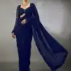 DF 3474 Navy Blue Faux Georgette Saree Perfect for Wedding, Party, Bridal Wear, Baisakhi, Raksha Bandhan –. Introductory Price ₹1799. Delivery 4-6 Workin | Creative Sarees, Bollywood Sarees, Designer Sarees, Embroidered Sarees, Ethnic Saree, Modern Digital sarees, Party Wear Sarees, Sarees