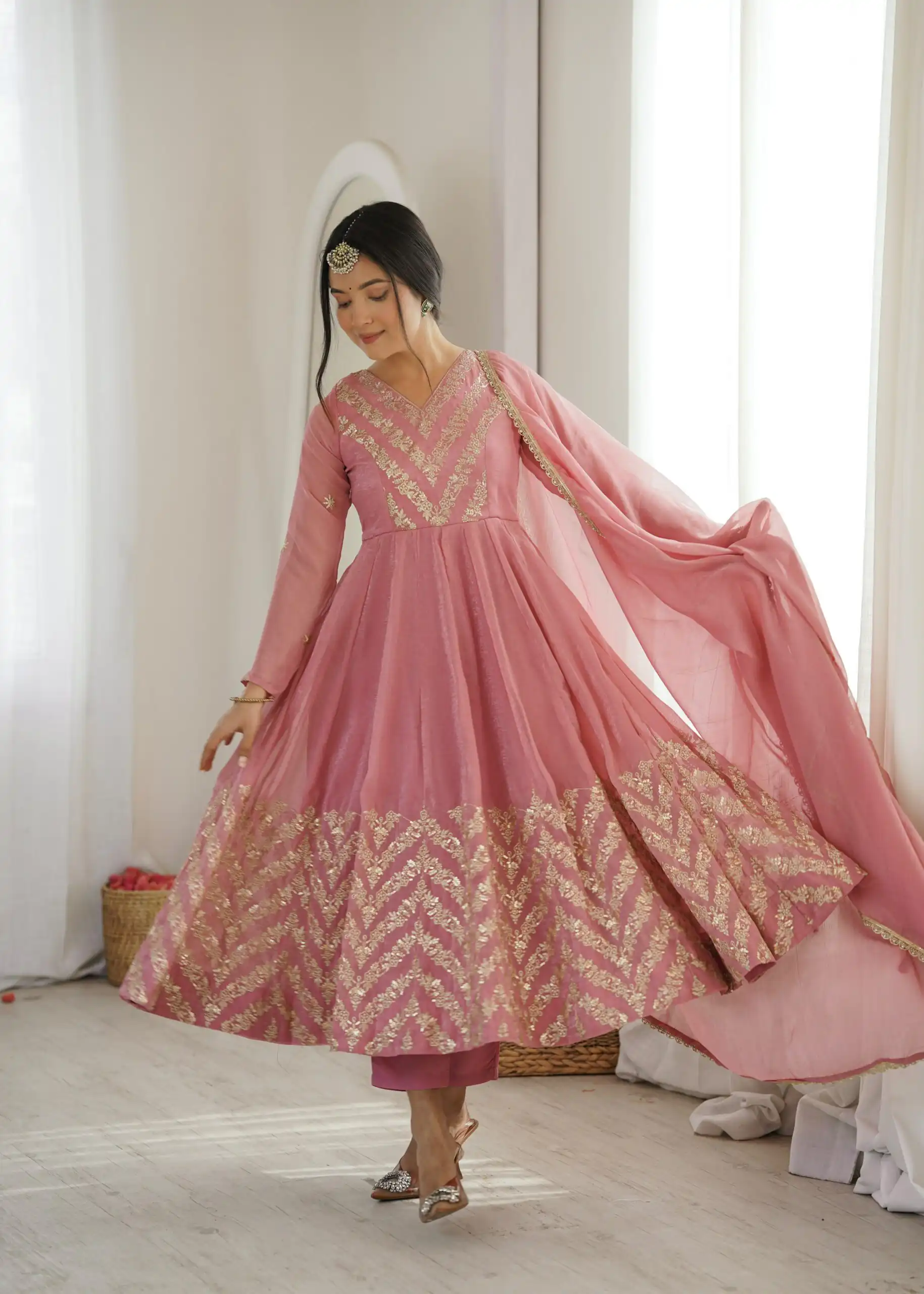 JF 050 Peach Embroidery Work & Sequins Work Salwar Suit in Peach Crunchy Silk. Festive Deal ₹2099. Delivery 4-6 Working Days. Shop now. | Anarkali Suits, Bollywood Anarkali, Creative-Anarkali, Designer Anarkali, Embroidered Anarkali, Party Wear Anarkali