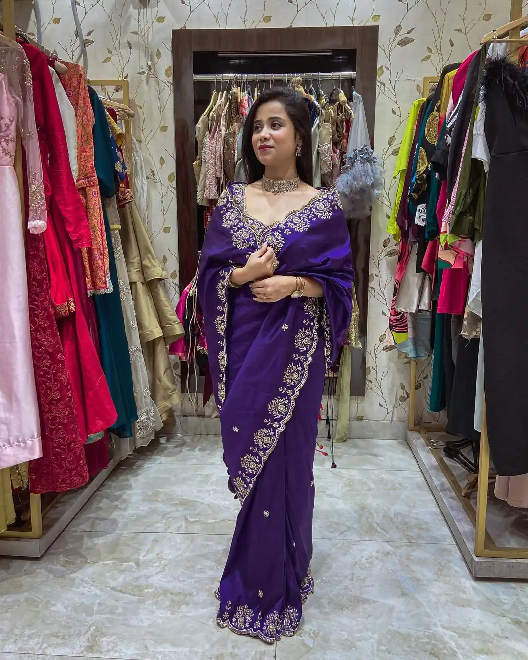 BT 398 Purple Purple Vichitra Silk Saree. Perfect for Wedding, Party, Holi, Anniversary, Engagement – Affordable Price ₹1799. Delivery 4-6 Working Days. | Creative Sarees, Bollywood Sarees, Designer Sarees, Embroidered Sarees, Ethnic Saree, Modern Digital sarees, Party Wear Sarees, Sarees