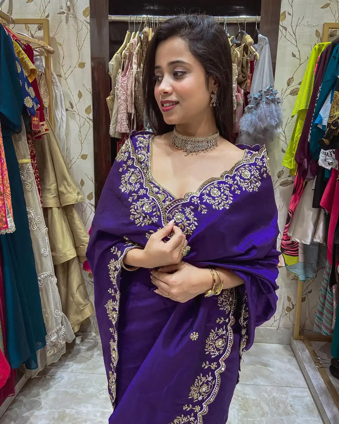 BT 398 Purple Purple Vichitra Silk Saree. Perfect for Wedding, Party, Holi, Anniversary, Engagement – Affordable Price ₹1799. Delivery 4-6 Working Days. | Creative Sarees, Bollywood Sarees, Designer Sarees, Embroidered Sarees, Ethnic Saree, Modern Digital sarees, Party Wear Sarees, Sarees