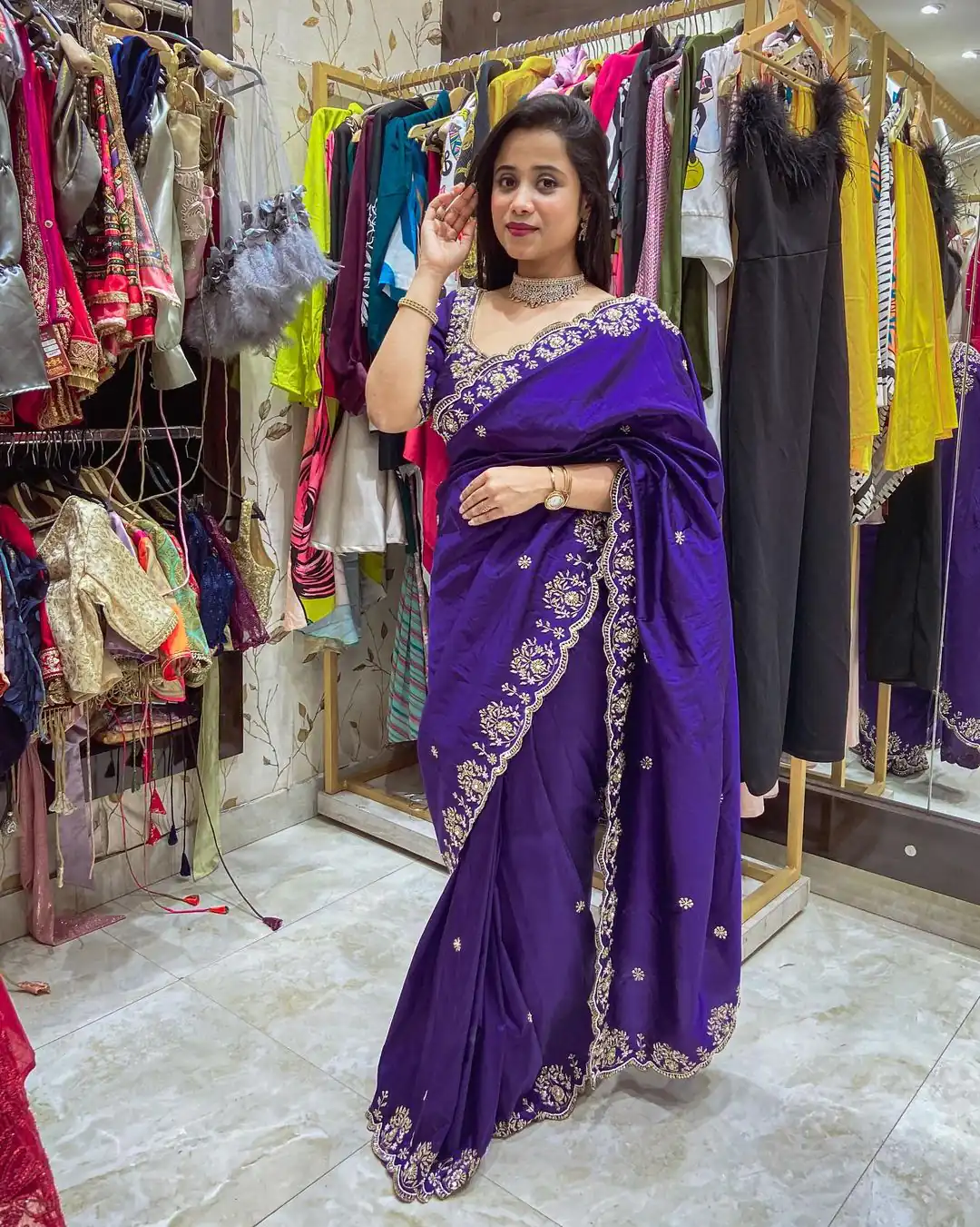 BT 398 Purple Purple Vichitra Silk Saree. Perfect for Wedding, Party, Holi, Anniversary, Engagement – Affordable Price ₹1799. Delivery 4-6 Working Days. | Creative Sarees, Bollywood Sarees, Designer Sarees, Embroidered Sarees, Ethnic Saree, Modern Digital sarees, Party Wear Sarees, Sarees