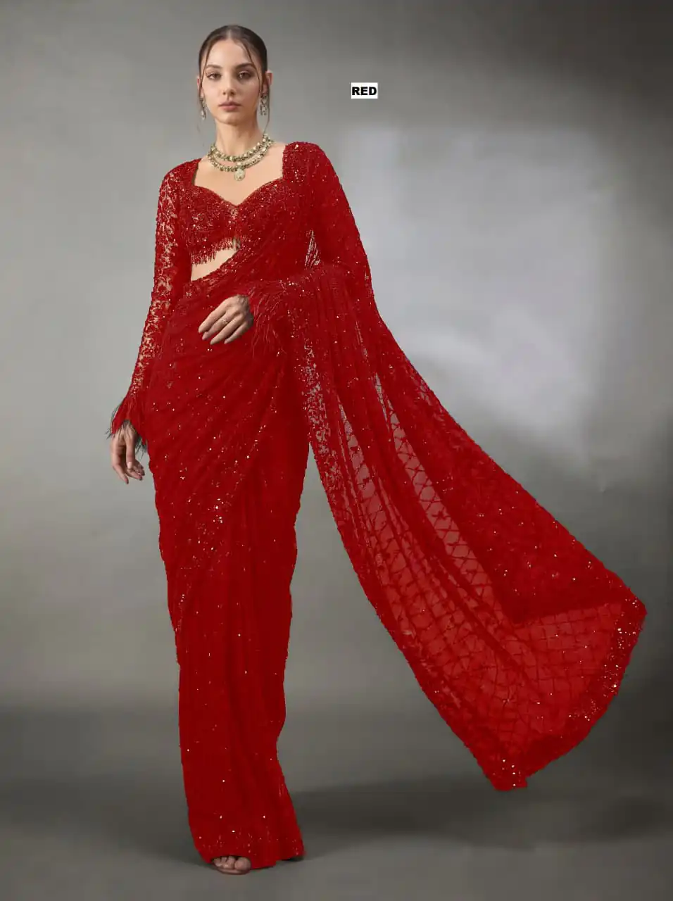 DF 3474 Red Faux Georgette Saree Perfect for Wedding, Party, Bridal Wear, Baisakhi, Raksha Bandhan –. Introductory Price ₹1799. Delivery 4-6 Workin | Creative Sarees, Bollywood Sarees, Designer Sarees, Embroidered Sarees, Ethnic Saree, Modern Digital sarees, Party Wear Sarees, Sarees