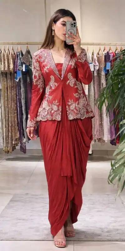BB 61 Red in Rangoli Silk Sequins Work & Embroidery Work Dhoti Suit . Festive Deal ₹2099. Delivery 4-6 Working Days. Shop now. | Casual Suits, Jump Suits, Creative suits, Designer Suits, Palazzo Suits, Party Wear Suits, Patiala Suits, Salwar suit, Straight Suits