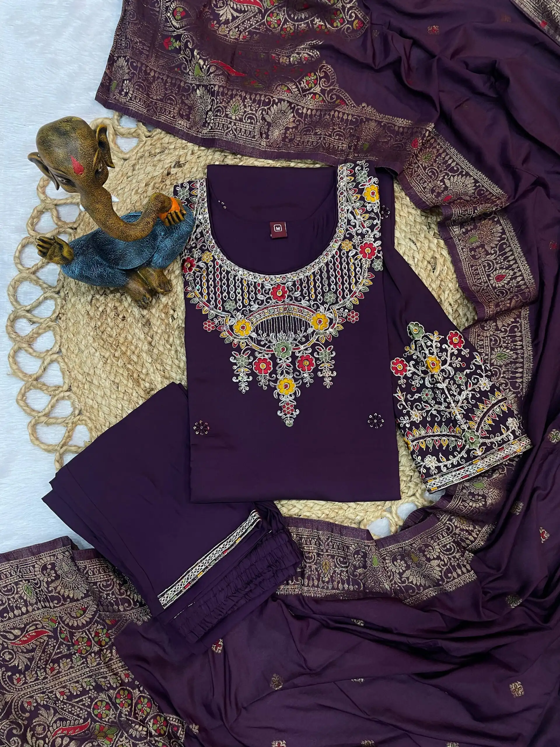 DIVA 125 | Wine Roman Silk Salwar Suit with Sequins Work & Embroidery Work. Available at ₹1799 only. Delivery 4-6 Working Days. Shop now. | Casual Suits, Jump Suits, Creative suits, Designer Suits, Palazzo Suits, Party Wear Suits, Patiala Suits, Salwar suit, Straight Suits