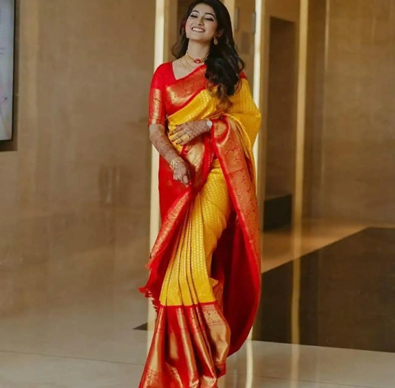 KP 2092 Yellow Color Yellow Soft Lichi Silk Saree with Jacquard Work. Best Price ₹1449. Delivery 4-6 Working Days. Shop now. | Creative Sarees, Bollywood Sarees, Designer Sarees, Embroidered Sarees, Ethnic Saree, Modern Digital sarees, Party Wear Sarees, Sarees