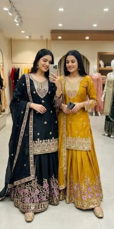 WW 1273 Black Chinon Silk Salwar Suit with Embroidery Work & Sequins Work. Get it for ₹2499. Delivery 4-6 Working Days. Shop now. | Casual Suits, Jump Suits, Creative suits, Designer Suits, Palazzo Suits, Party Wear Suits, Patiala Suits, Salwar suit, Straight Suits